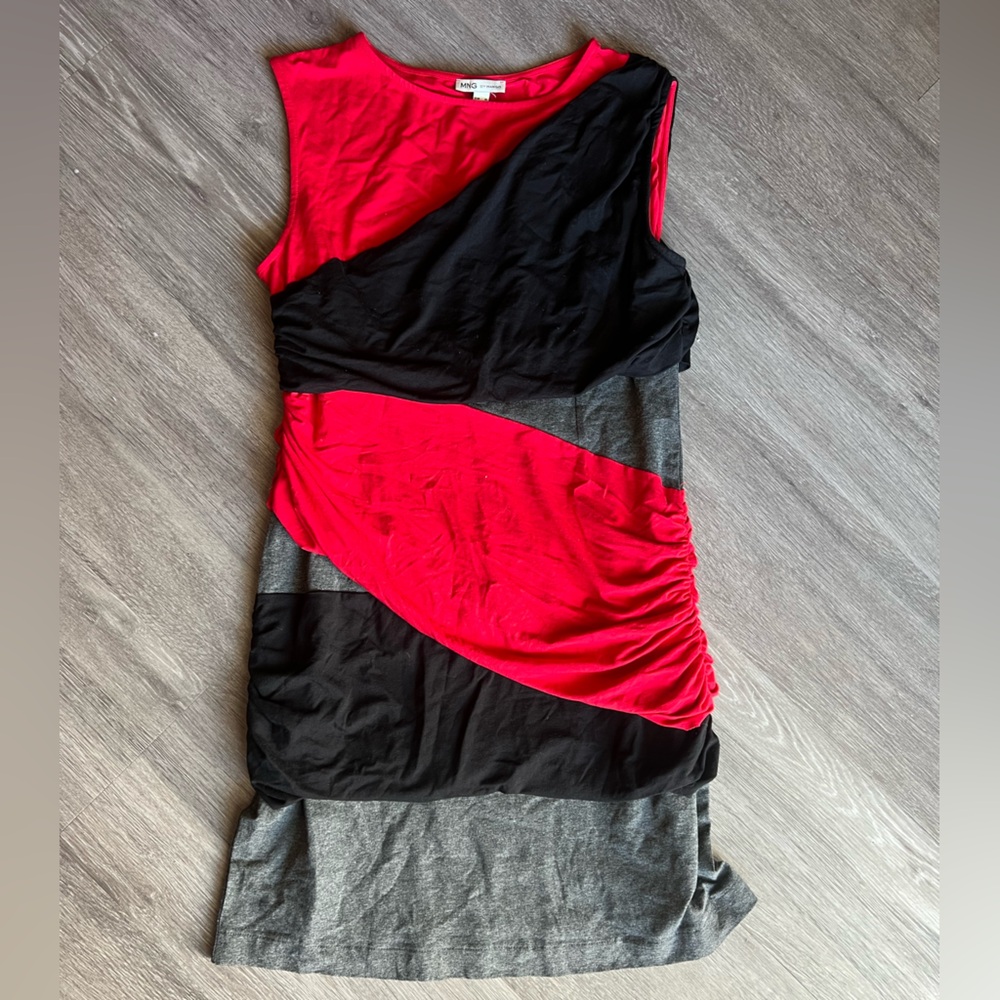 Mango Red and Black Asymmetrical Dress